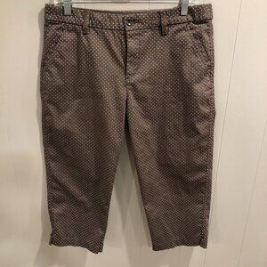 Khakis & Co Brown Polka Dot High Rise Comfort Waist Twill Capris, Size 10